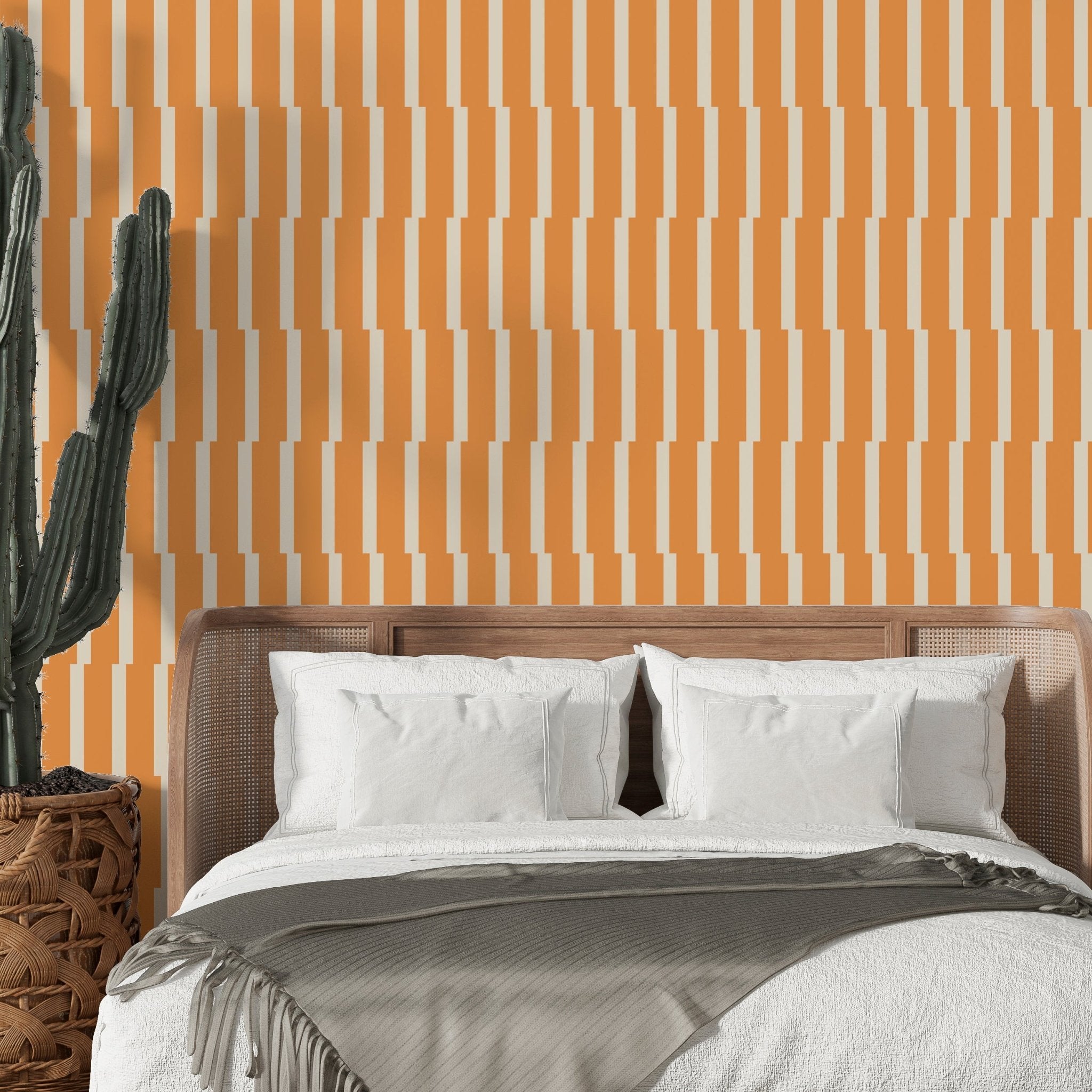Joshua Tree Desert Oasis Wallpaper - Retro Minimalist Stripe in 5 Calming Colors
