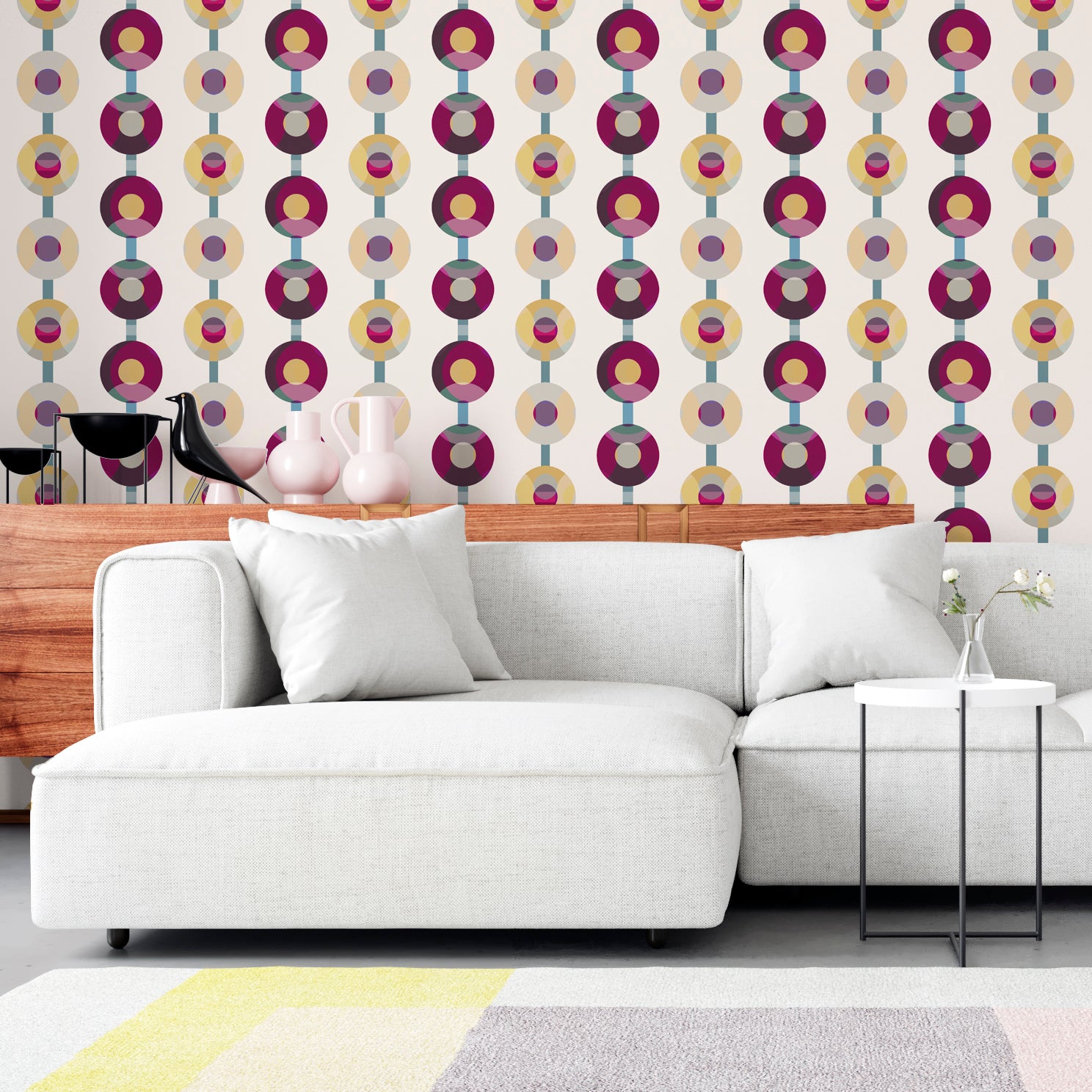 Retro Modern Turntable Wallpaper for a Classic Sophisticated Look - Wallpaper | Victoria Bright Home - Colorful Modern Wallpaper For Your Home - - bedroom,blue,dining,gold,green,living,modern,multicolor,office,pink,retro