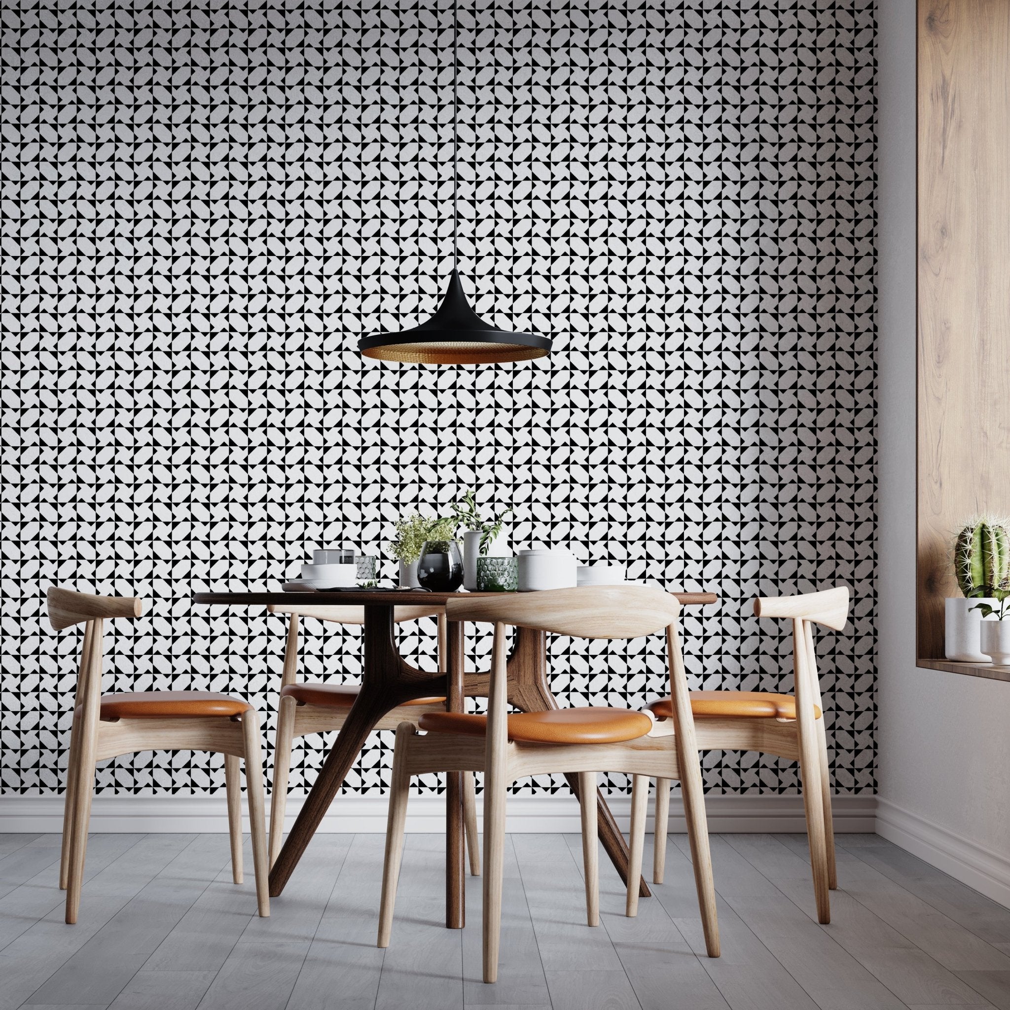 Chasing Charlie Modern Geometric Wallpaper - Wallpaper | Victoria Bright Home - Colorful Modern Wallpaper For Your Home - - bedroom,black,black and white,blue,dining,kitchen,living,modern,office,red,traditional
