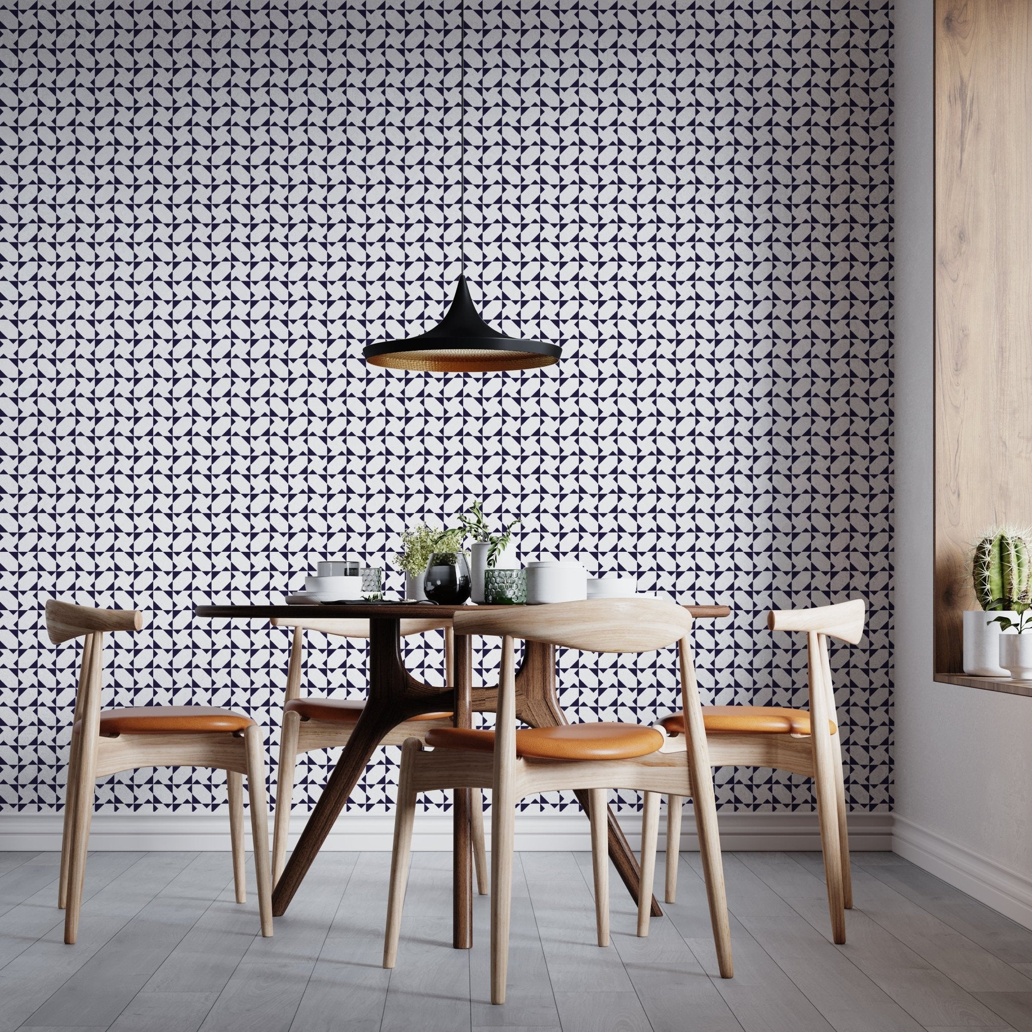 Chasing Charlie Modern Geometric Wallpaper - Wallpaper | Victoria Bright Home - Colorful Modern Wallpaper For Your Home - - bedroom,black,black and white,blue,dining,kitchen,living,modern,office,red,traditional