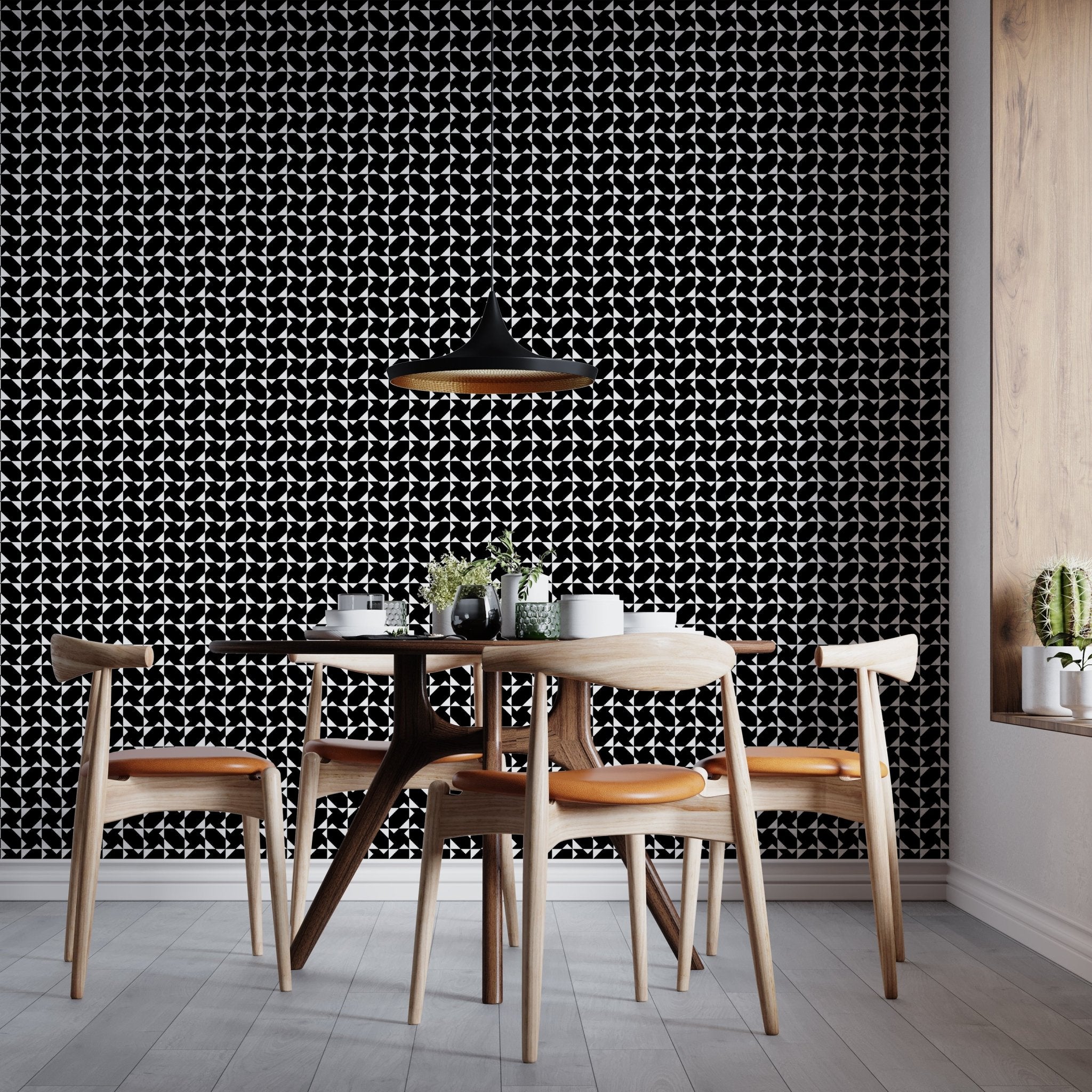 Chasing Charlie Modern Geometric Wallpaper - Wallpaper | Victoria Bright Home - Colorful Modern Wallpaper For Your Home - - bedroom,black,black and white,blue,dining,kitchen,living,modern,office,red,traditional