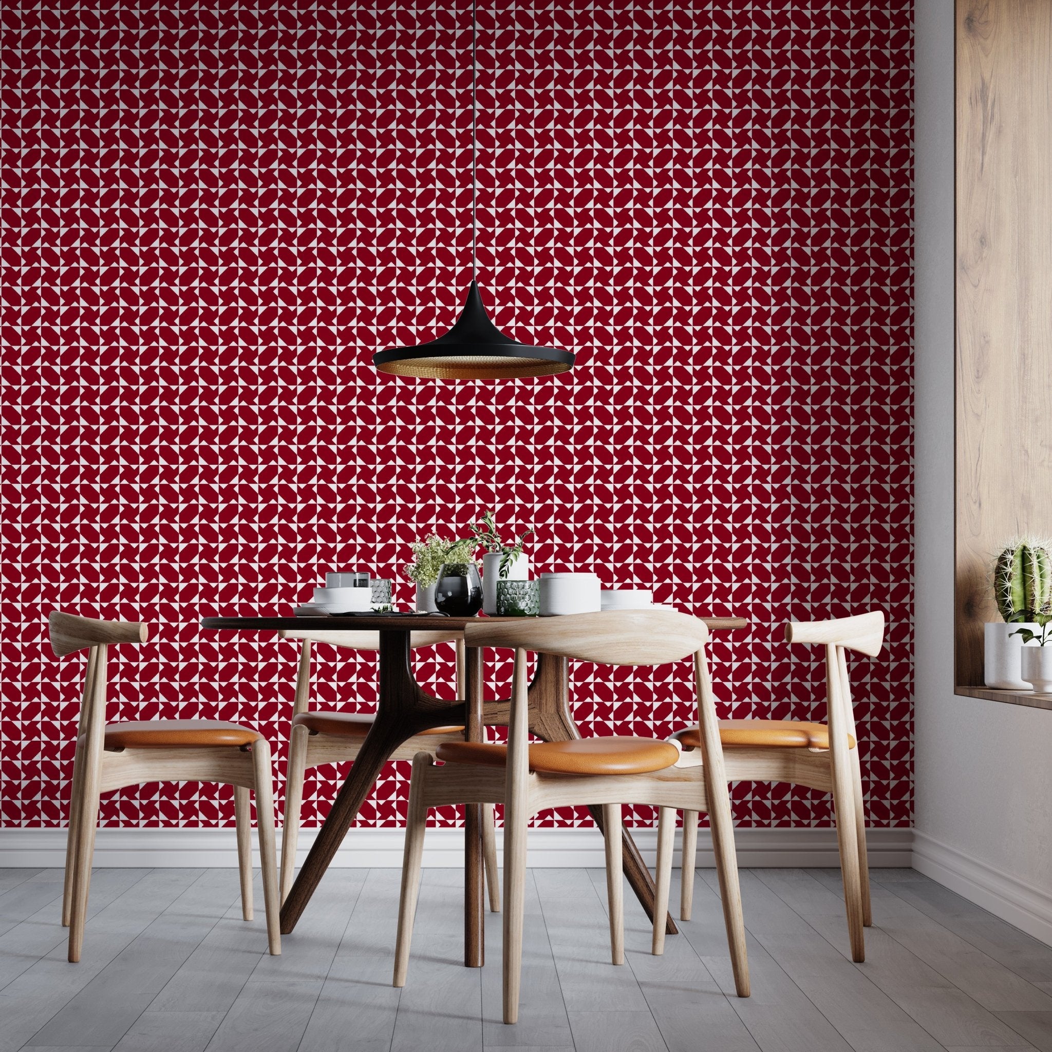 Chasing Charlie Modern Geometric Wallpaper - Wallpaper | Victoria Bright Home - Colorful Modern Wallpaper For Your Home - - bedroom,black,black and white,blue,dining,kitchen,living,modern,office,red,traditional