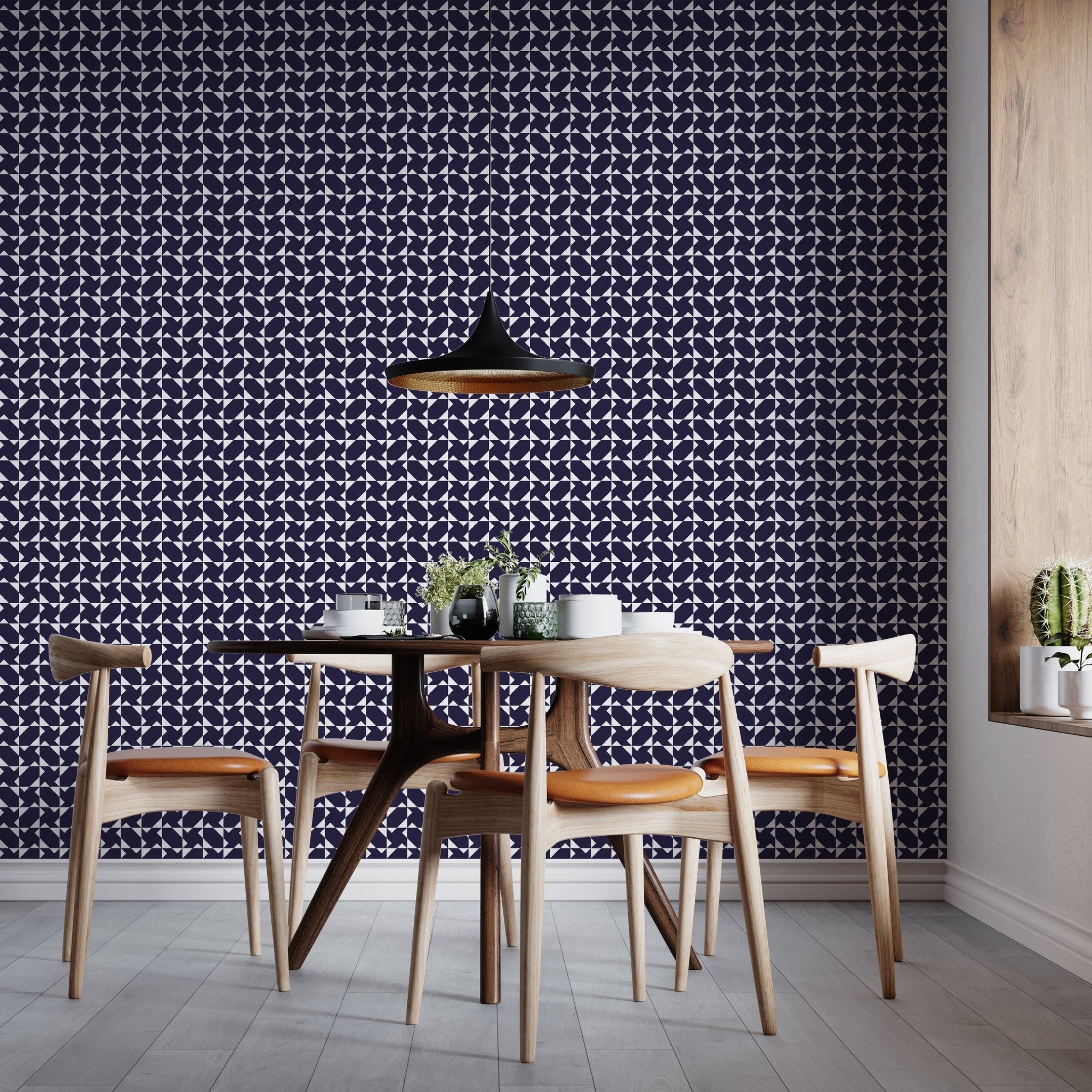 Chasing Charlie Modern Geometric Wallpaper - Wallpaper | Victoria Bright Home - Colorful Modern Wallpaper For Your Home - - bedroom,black,black and white,blue,dining,kitchen,living,modern,office,red,traditional