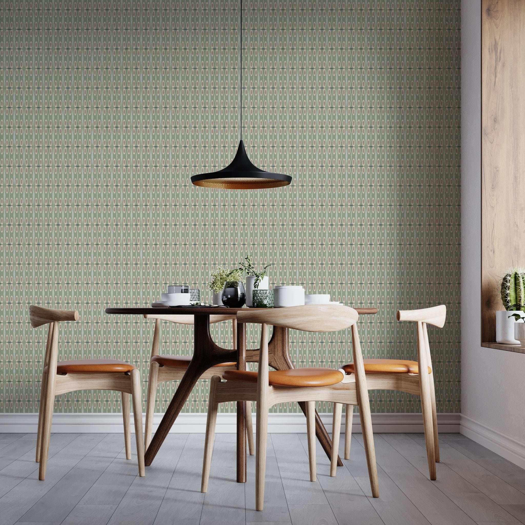 Asian Inspired Bamboo Motif Wallpaper for Minimalist Design - Wallpaper | Victoria Bright Home - Colorful Modern Wallpaper For Your Home - - abstract,asian,asian-inspired,bedroom,cream,dining,green,Minimalist,modern,nursery,office,pink