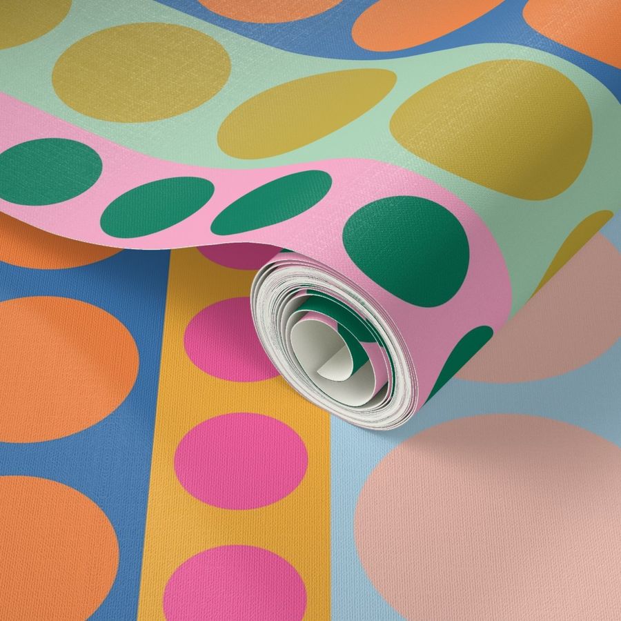 Penny Colofrul Striped Wallpaper for a Modern Sixties Style - Wallpaper | Victoria Bright Home - Colorful Modern Wallpaper For Your Home - - dining,dots,kids,kitchen,modern,multicolor,nursery,retro,stripes