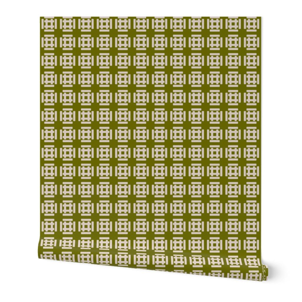 Japandi Olive Green and Cream Wallpaper for an Asian Inspired Look - Wallpaper | Victoria Bright Home - Colorful Modern Wallpaper For Your Home - Peel and Stick Removeable Sample 11 x 24 inches - aisan,asian-inspired,bedroom,cream,dining,green,japanese,living,modern,office
