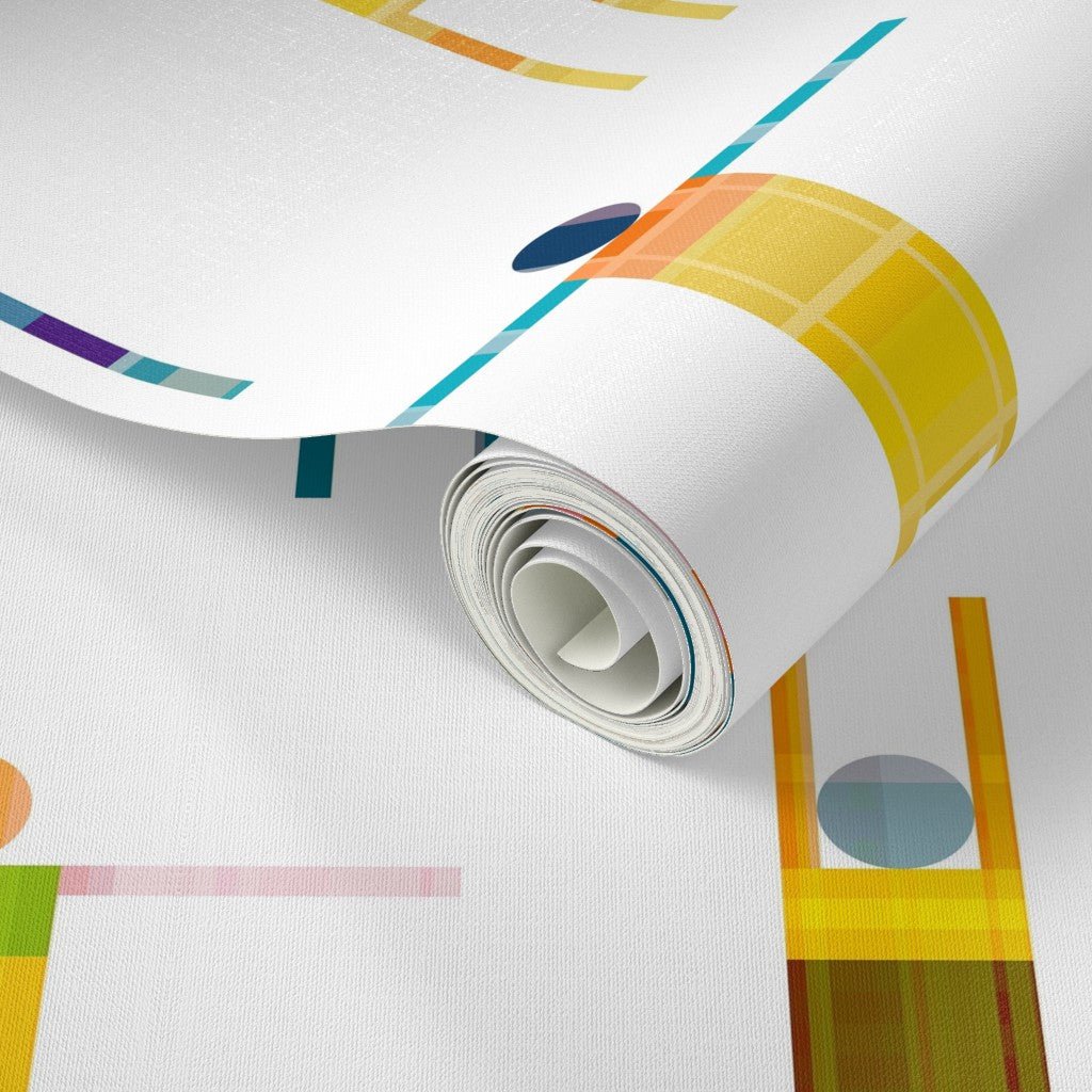 Stick Men Figurative Wallpaper - Wallpaper | Victoria Bright Home - Colorful Modern Wallpaper For Your Home - - abstract,bedroom,figurative,kitchen,modern,multicolor,office,plaid,turquoise