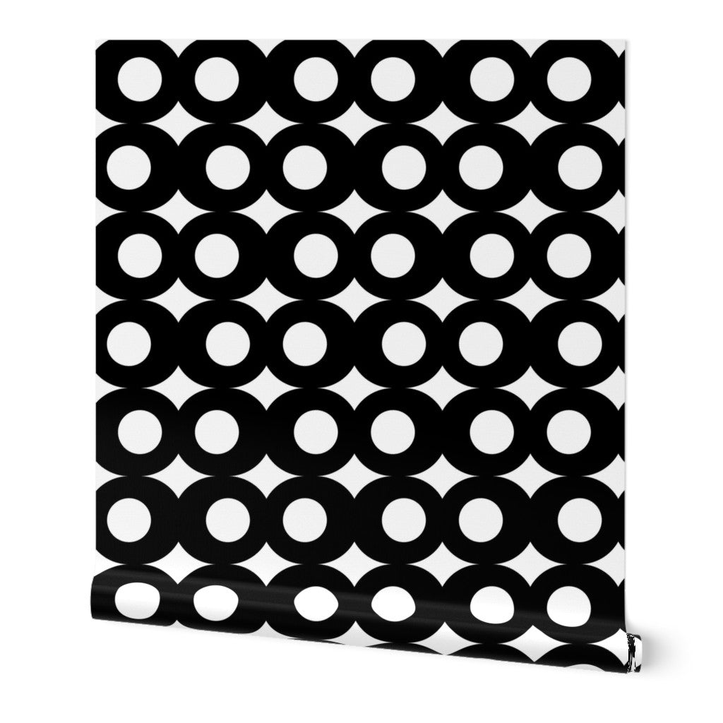 Audrey Retro Modern Black and White Wallpaper - Wallpaper | Victoria Bright Home - Colorful Modern Wallpaper For Your Home - Peel and Stick Removeable Sample 11 x 24 inches - abstract,black,black and white,dining,dots,kitchen,living,modern,retro,sixties