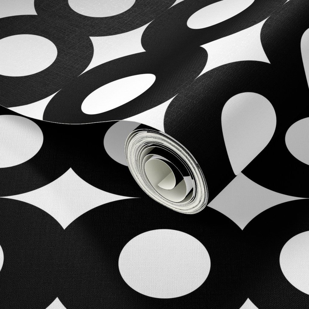 Audrey Retro Modern Black and White Wallpaper - Wallpaper | Victoria Bright Home - Colorful Modern Wallpaper For Your Home - - abstract,black,black and white,dining,dots,kitchen,living,modern,retro,sixties