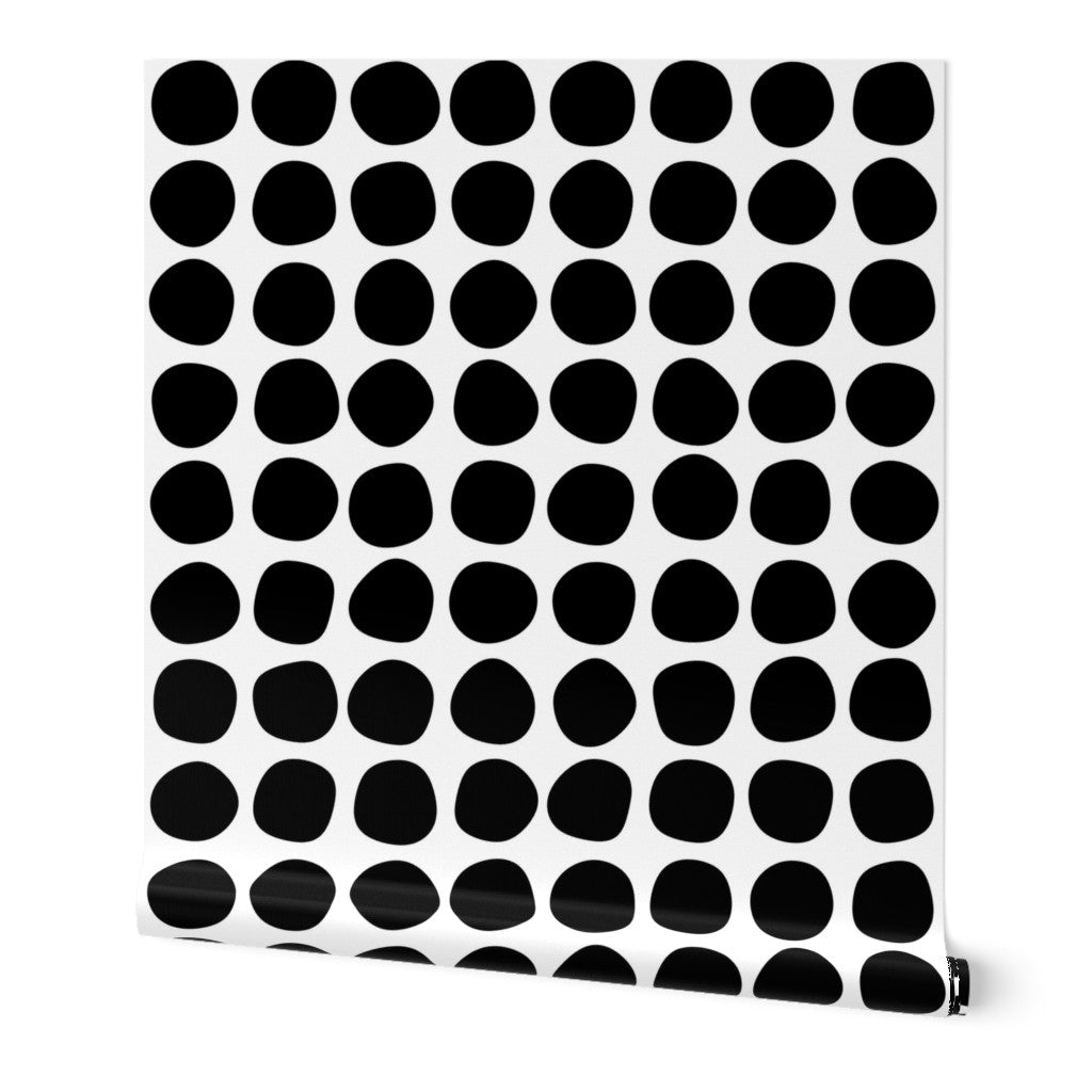 Abstract Dot Modern Wallpaper in Blue Black or Gray - Wallpaper | Victoria Bright Home - Colorful Modern Wallpaper For Your Home - Peel and Stick Removeable Sample 11 x 24 inches Black Dot on White - abstract,bedroom,black,black and white,blue,dining,dots,Gray,kitchen,modern,office