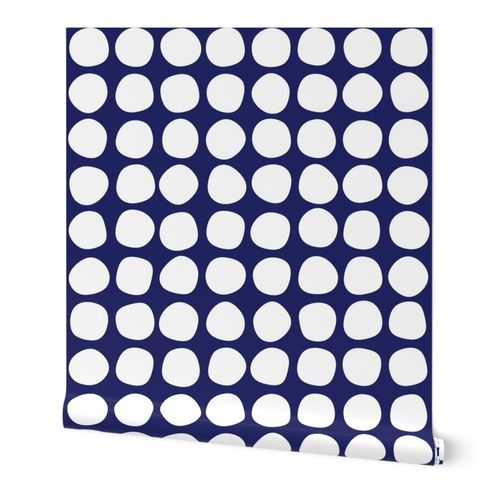 Abstract Dot Modern Wallpaper in Blue Black or Gray - Wallpaper | Victoria Bright Home - Colorful Modern Wallpaper For Your Home - Peel and Stick Removeable Sample 11 x 24 inches White Dot on Blue - abstract,bedroom,black,black and white,blue,dining,dots,Gray,kitchen,modern,office
