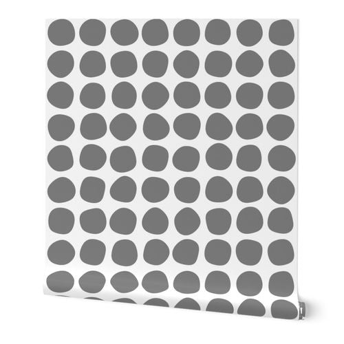 Abstract Dot Modern Wallpaper in Blue Black or Gray - Wallpaper | Victoria Bright Home - Colorful Modern Wallpaper For Your Home - Peel and Stick Removeable Sample 11 x 24 inches Gray Dot on White - abstract,bedroom,black,black and white,blue,dining,dots,Gray,kitchen,modern,office