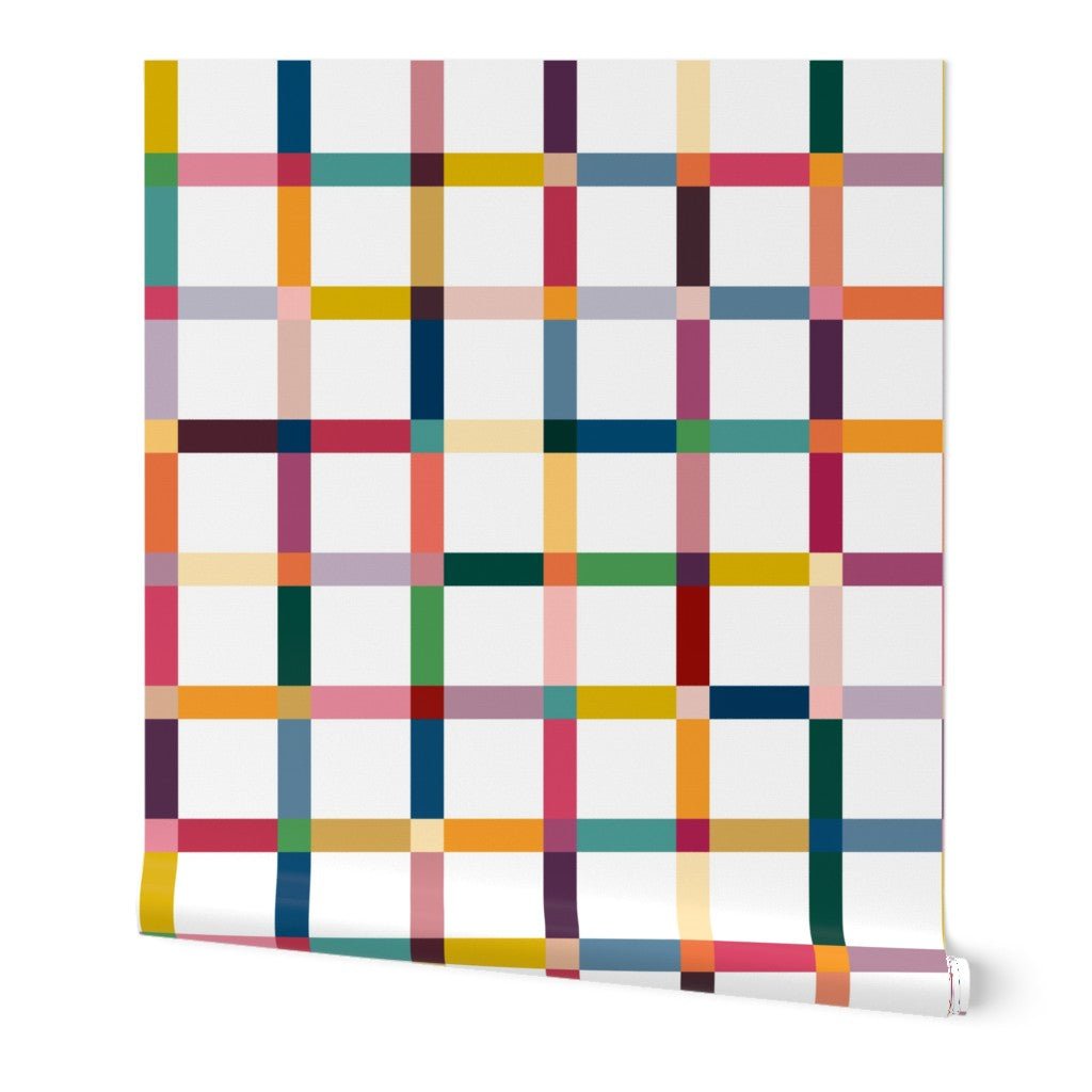 Bright and Colorful Modern Wallpaper in Checkered Pattern - Wallpaper | Victoria Bright Home - Colorful Modern Wallpaper For Your Home - Peel and Stick Removeable Sample 11 x 24 inches - checkered,dining,kids,modern,multicolor,nursery,plaid