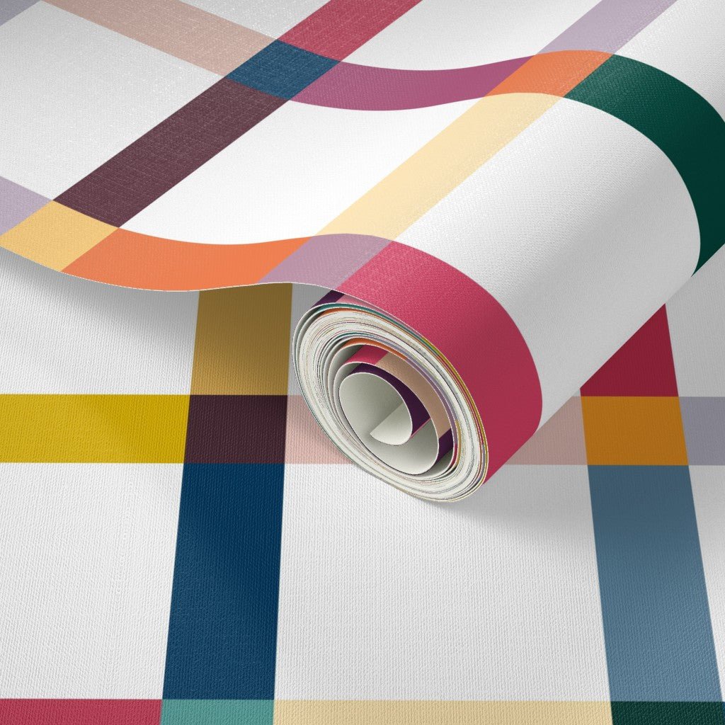 Bright and Colorful Modern Wallpaper in Checkered Pattern - Wallpaper | Victoria Bright Home - Colorful Modern Wallpaper For Your Home - - checkered,dining,kids,modern,multicolor,nursery,plaid