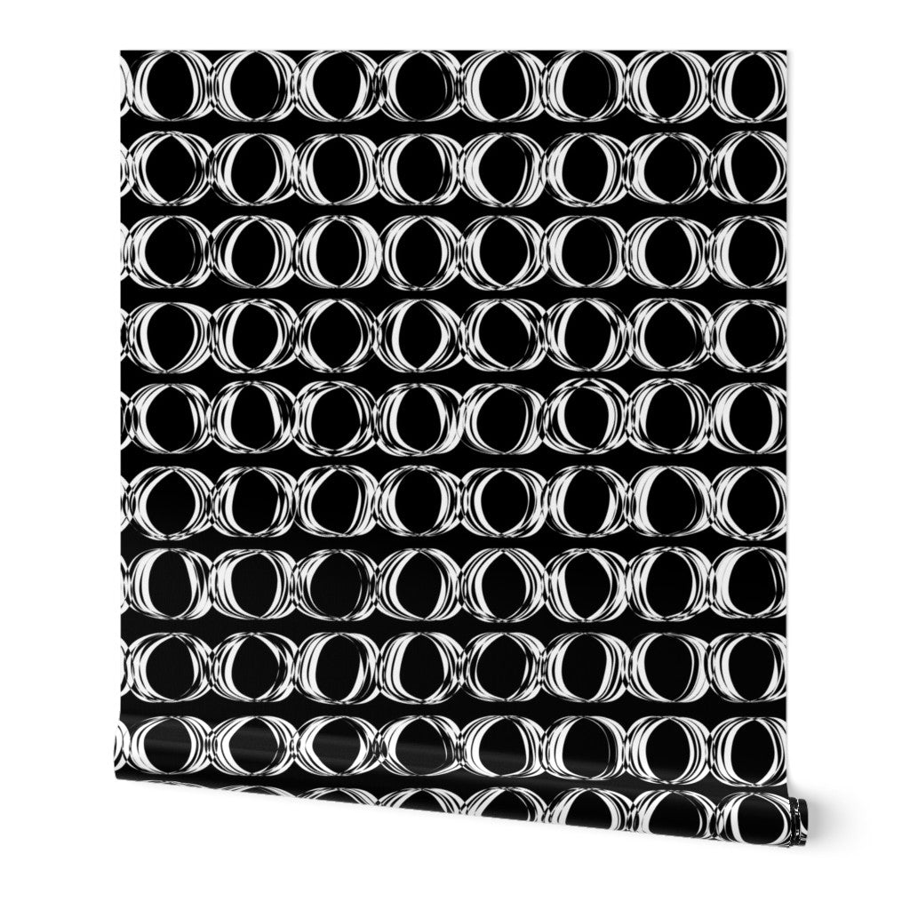 Messy Modern Abstract Circular Black and White Wallpaper - Wallpaper | Victoria Bright Home - Colorful Modern Wallpaper For Your Home - Peel and Stick Removeable Sample 11 x 24 inches - abstract,bedroom,black,black and white,dining,living,modern,office
