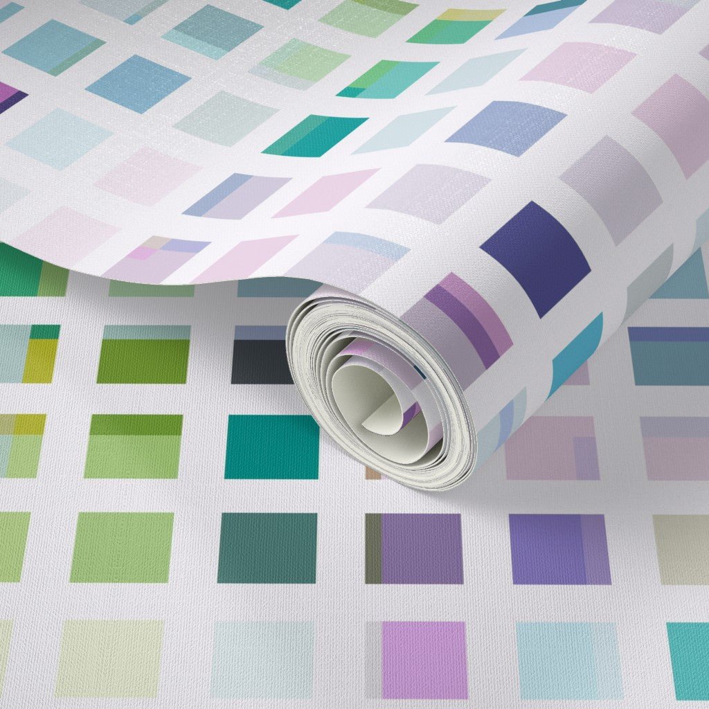 You're So Square Modern Geometric Wallpaper - Wallpaper | Victoria Bright Home - Colorful Modern Wallpaper For Your Home - - bedroom,blue,dining,green,kitchen,modern,multicolor,pink,purple,turquoise