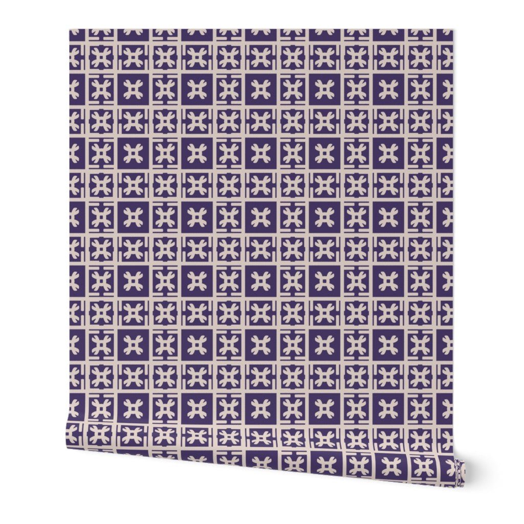 Snow in Japan Traditional Japandi Wallpaper in Purple - Wallpaper | Victoria Bright Home - Colorful Modern Wallpaper For Your Home - Peel and Stick Removeable Sample 11 x 24 inches purple snow japan - asian-inspired,bedroom,cream,dining,japandi,japanese,living,modern,office,purple,traditional
