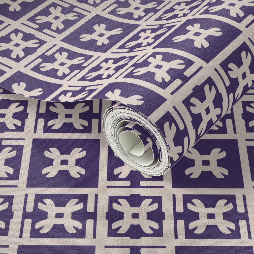 Snow in Japan Traditional Japandi Wallpaper in Purple - Wallpaper | Victoria Bright Home - Colorful Modern Wallpaper For Your Home - - asian-inspired,bedroom,cream,dining,japandi,japanese,living,modern,office,purple,traditional