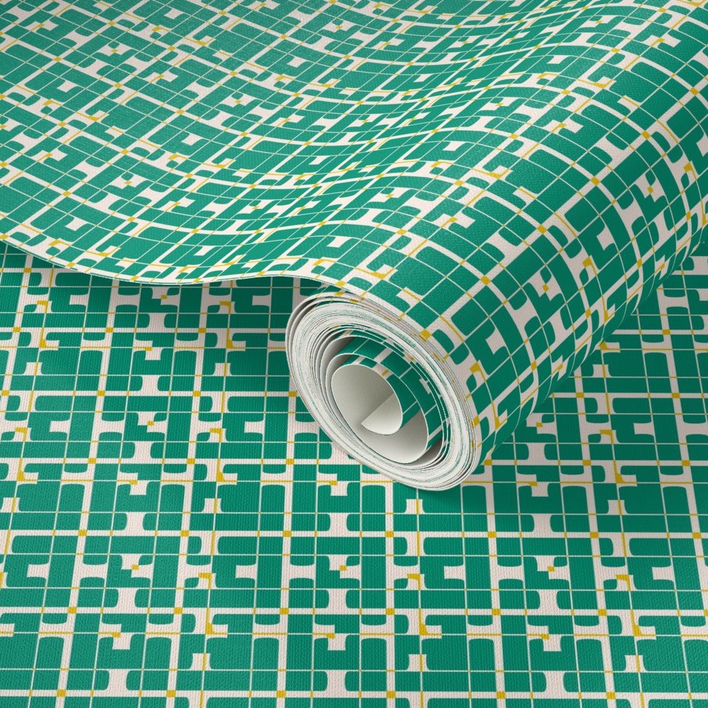 Element Abstract Mid Century Modern Wallpaper for a Retro Vibe - Wallpaper | Victoria Bright Home - Colorful Modern Wallpaper For Your Home - - abstract,blue,green,kitchen,mid century,modern,office,retro,sixties,yellow