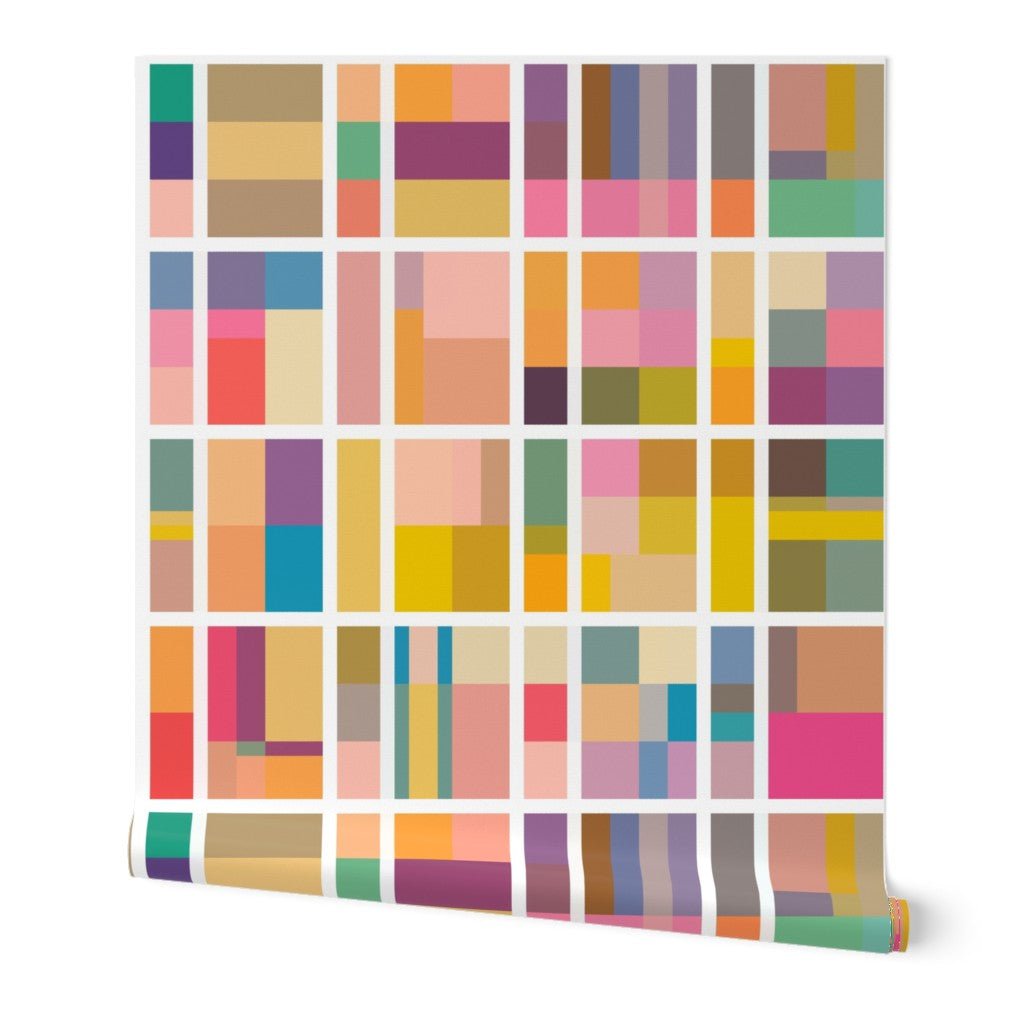 Mirabel Geometric Modern Wallpaper for a Bold Maximalist Look - Wallpaper | Victoria Bright Home - Colorful Modern Wallpaper For Your Home - Peel and Stick Removeable Sample 11 x 24 inches pink mirabel - abstract,bedroom,dining,feminine,geometric,gold,green,kids,modern,multicolor,office,pink