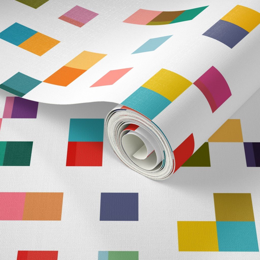 Cubed Geometric Colorful Wallpaper for a Child&