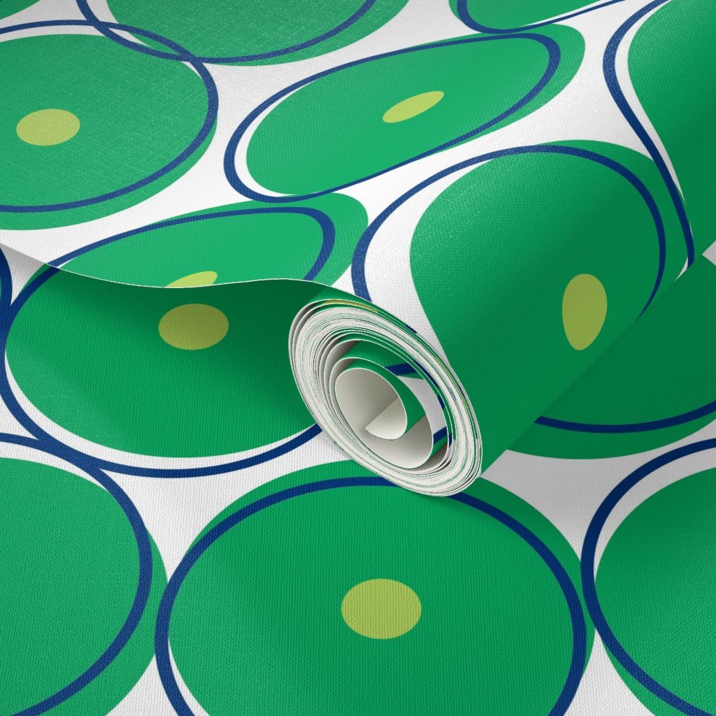 Curly on Cue Bright Green Modern Wallpaper - Wallpaper | Victoria Bright Home - Colorful Modern Wallpaper For Your Home - - blue,dots,green,kids,kitchen,modern