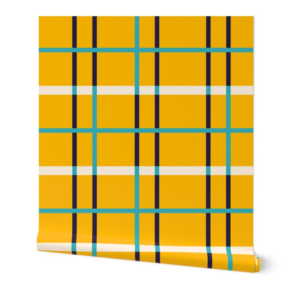 Nordic Plaid Modern Wallpaper for Scandinavian Style - Wallpaper | Victoria Bright Home - Colorful Modern Wallpaper For Your Home - Peel and Stick Removeable Sample 11 x 24 inches Yellow nordic - bedroom,blue,dining,gold,green,kids,living,modern,office,pink,plaid,scandi,scandinavian,yellow