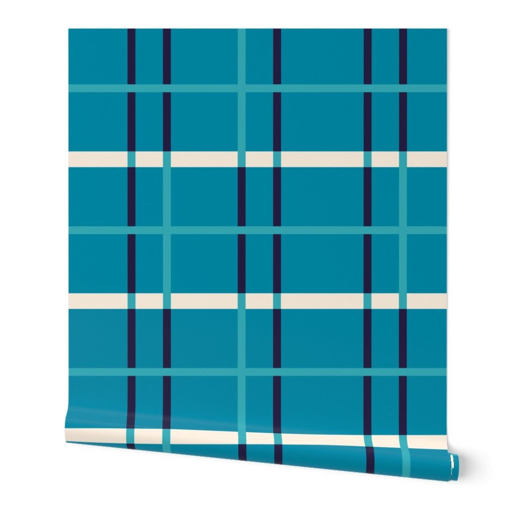 Nordic Plaid Modern Wallpaper for Scandinavian Style - Wallpaper | Victoria Bright Home - Colorful Modern Wallpaper For Your Home - Peel and Stick Removeable Sample 11 x 24 inches Blue nordic - bedroom,blue,dining,gold,green,kids,living,modern,office,pink,plaid,scandi,scandinavian,yellow