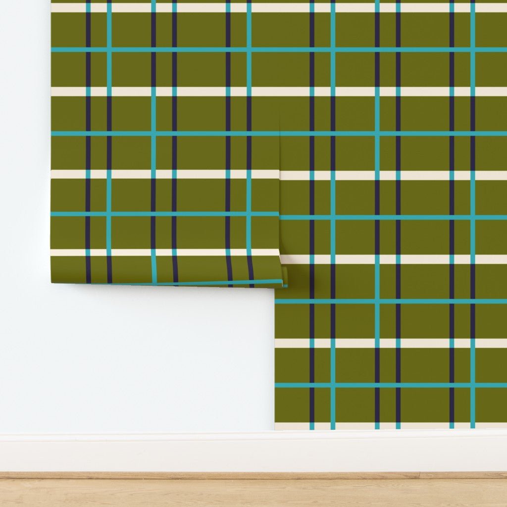 Nordic Plaid Modern Wallpaper for Scandinavian Style - Wallpaper | Victoria Bright Home - Colorful Modern Wallpaper For Your Home - - bedroom,blue,dining,gold,green,kids,living,modern,office,pink,plaid,scandi,scandinavian,yellow