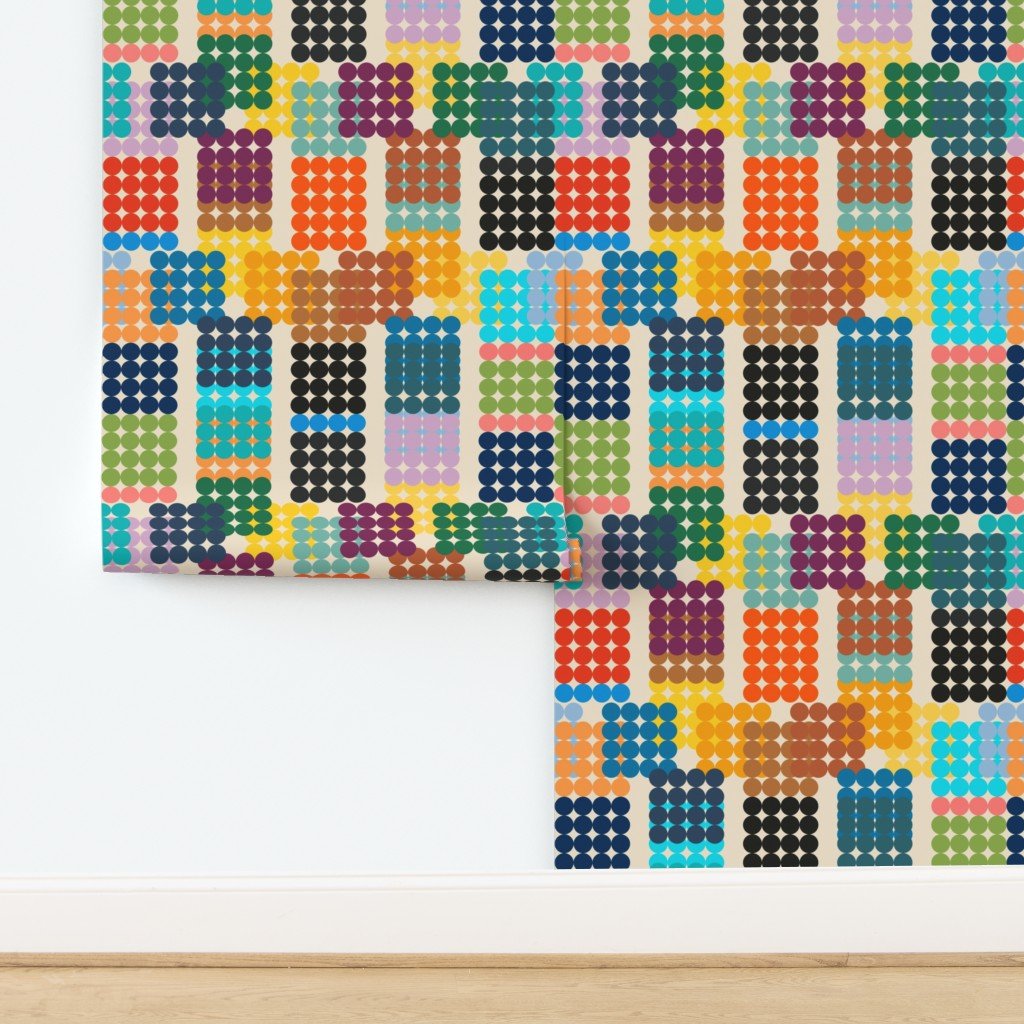 On the Dot Mid Century Modern Wallpaper - Wallpaper | Victoria Bright Home - Colorful Modern Wallpaper For Your Home - - dining,dots,kids,kitchen,mid century,modern,multicolor,retro,seventies,sixties