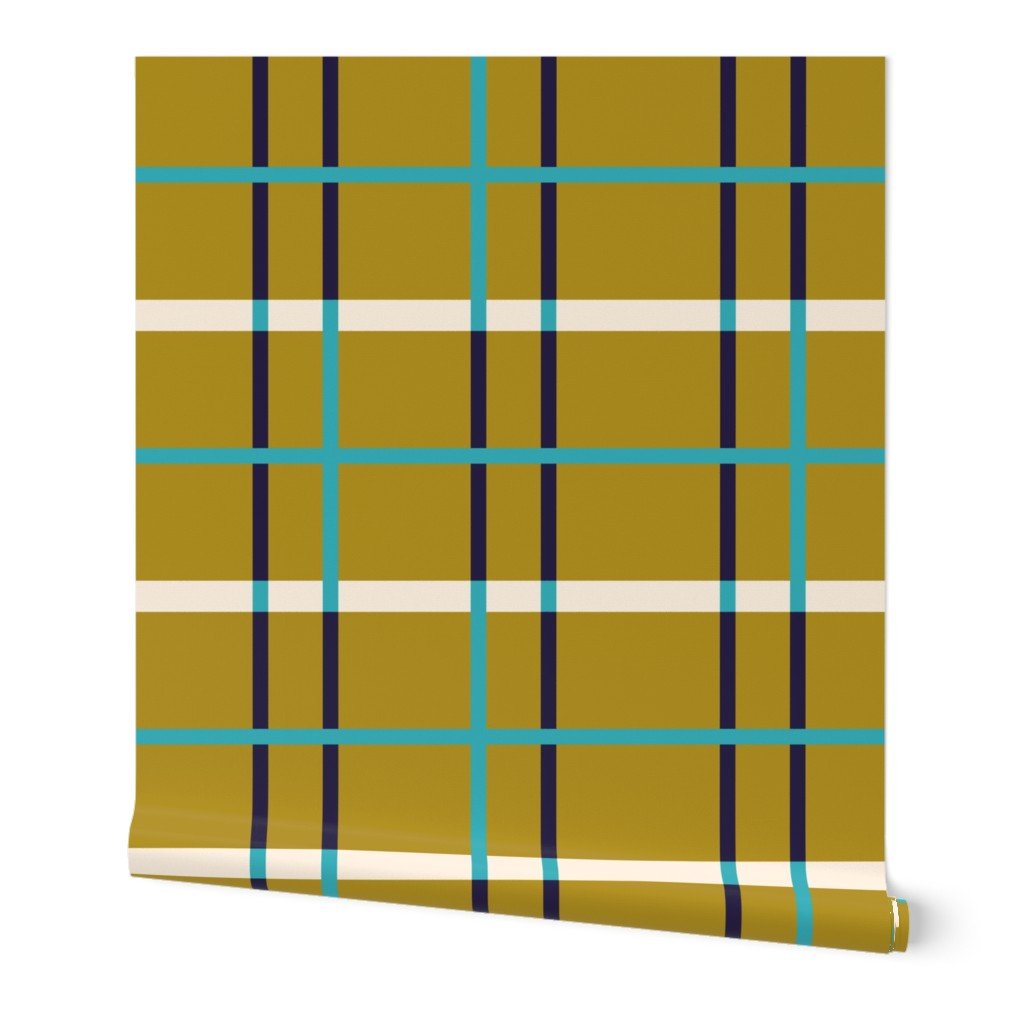 Nordic Plaid Modern Wallpaper for Scandinavian Style - Wallpaper | Victoria Bright Home - Colorful Modern Wallpaper For Your Home - Peel and Stick Removeable Sample 11 x 24 inches Gold nordic - bedroom,blue,dining,gold,green,kids,living,modern,office,pink,plaid,scandi,scandinavian,yellow