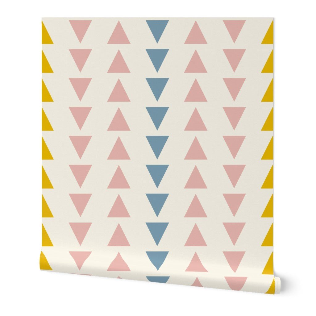 Pink Blue Yellow and Cream Kids Wallpaper - Wallpaper | Victoria Bright Home - Colorful Modern Wallpaper For Your Home - Peel and Stick Removeable Sample 11 x 24 inches - arrows,blue,cream,kids,modern,nursery,pink,yellow