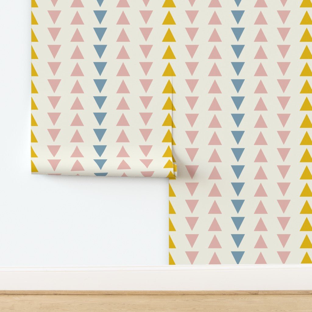 Pink Blue Yellow and Cream Kids Wallpaper - Wallpaper | Victoria Bright Home - Colorful Modern Wallpaper For Your Home - - arrows,blue,cream,kids,modern,nursery,pink,yellow