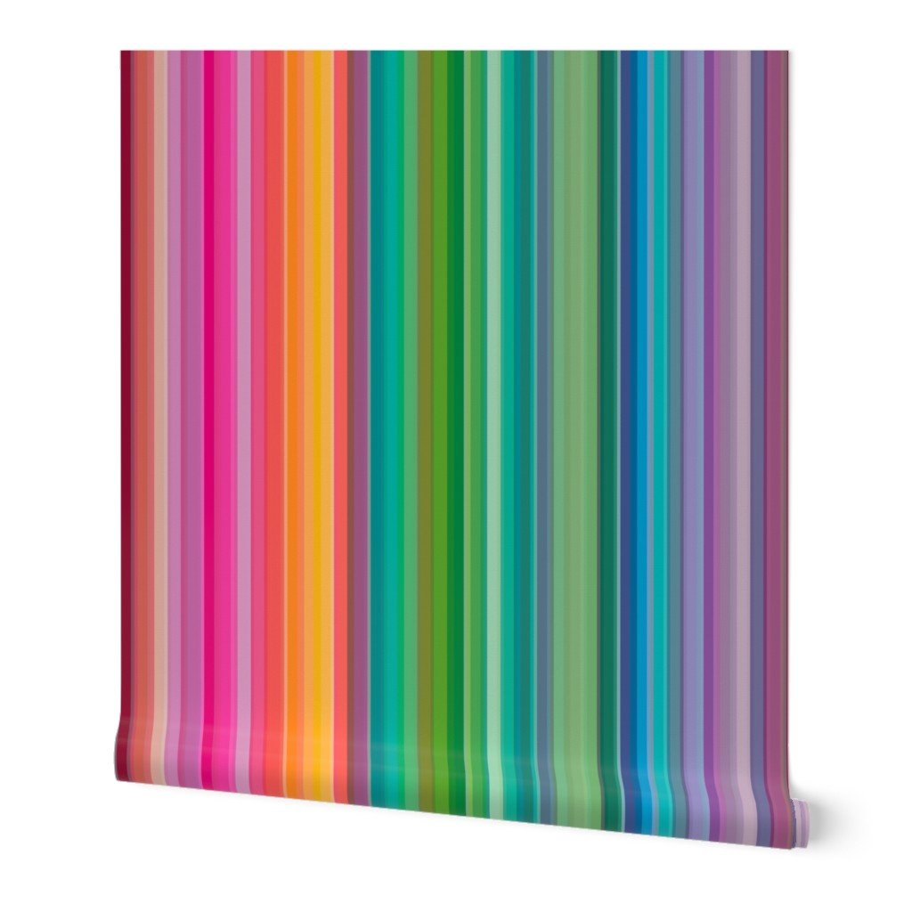 Rainbow Sherbet Stripe Modern Wallpaper - Wallpaper | Victoria Bright Home - Colorful Modern Wallpaper For Your Home - Peel and Stick Removeable Sample 11 x 24 inches - kids,modern,multicolor,nursery,sixties,stripes