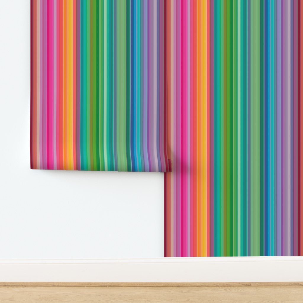 Rainbow Sherbet Stripe Modern Wallpaper - Wallpaper | Victoria Bright Home - Colorful Modern Wallpaper For Your Home - - kids,modern,multicolor,nursery,sixties,stripes