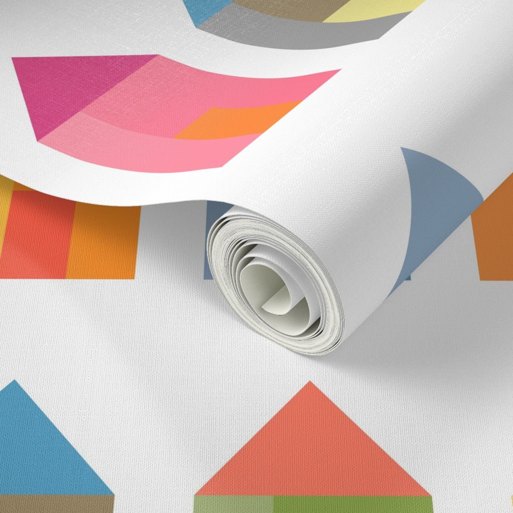 Living Tiny Miniature House Modern Wallpaper - Wallpaper | Victoria Bright Home - Colorful Modern Wallpaper For Your Home - - blue,brown,Gray,green,kitchen,living,modern,multicolor,nursery,office,orange,pink,yellow