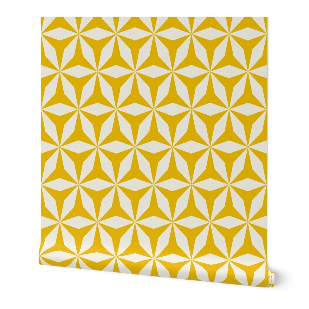 Moroccan Tile Modern Origami Wallpaper Peel and Stick Removeable or Non Pasted - Wallpaper | Victoria Bright Home - Colorful Modern Wallpaper For Your Home - Peel and Stick Removeable Sample 11 x 24 inches yellow origami - black,black and white,blue,dining,green,kitchen,living,modern,office,orange,traditional,yellow