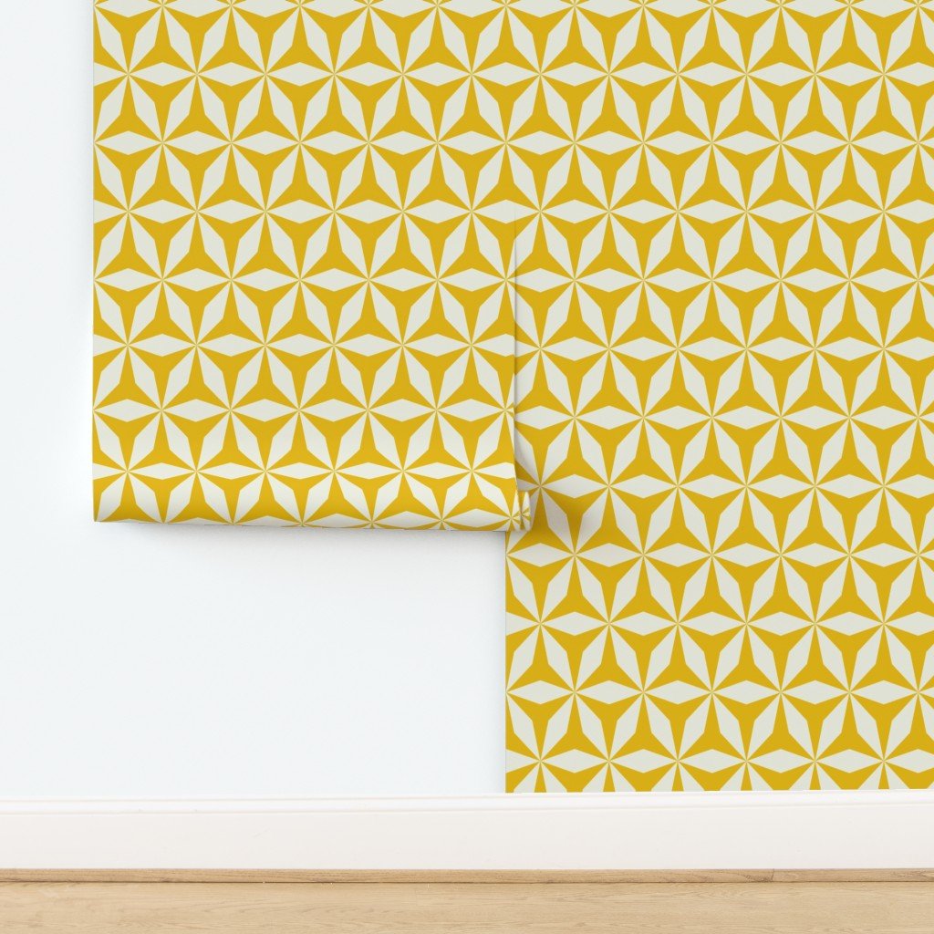Moroccan Tile Modern Origami Wallpaper Peel and Stick Removeable or Non Pasted - Wallpaper | Victoria Bright Home - Colorful Modern Wallpaper For Your Home - - black,black and white,blue,dining,green,kitchen,living,modern,office,orange,traditional,yellow