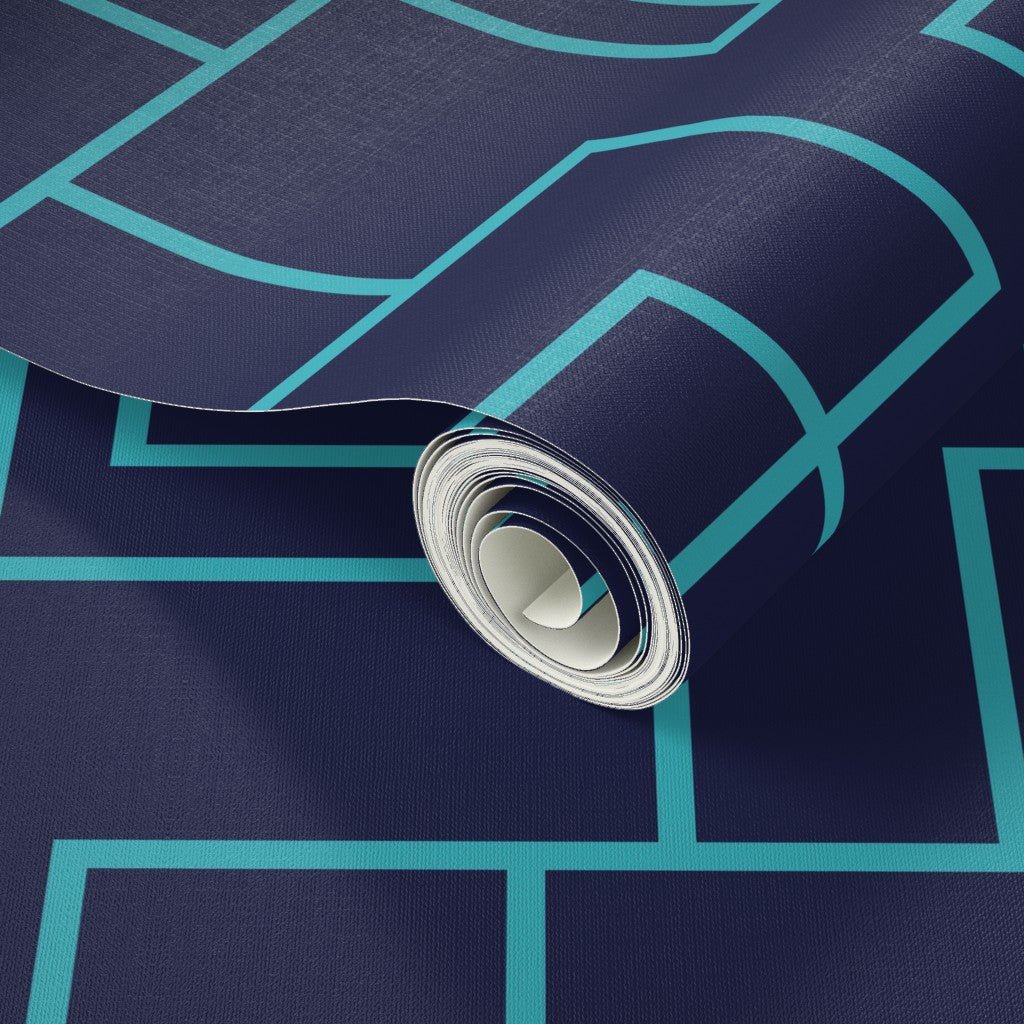 Modern Geometric Ziggy Wallpaper in Turquoise and Navy for a Contemporary Style - Wallpaper | Victoria Bright Home - Colorful Modern Wallpaper For Your Home - - bedroom,blue,dining,modern,office,turquoise,zig zag