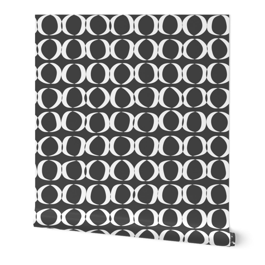 Abstract Circle Wallpaper for Modern Bold Living Room Design - Wallpaper | Victoria Bright Home - Colorful Modern Wallpaper For Your Home - Peel and Stick Removeable Sample 11 x 24 inches gray charcoal joined - abstract,bedroom,black,black and white,blue,dining,dots,Gray,living,modern,office