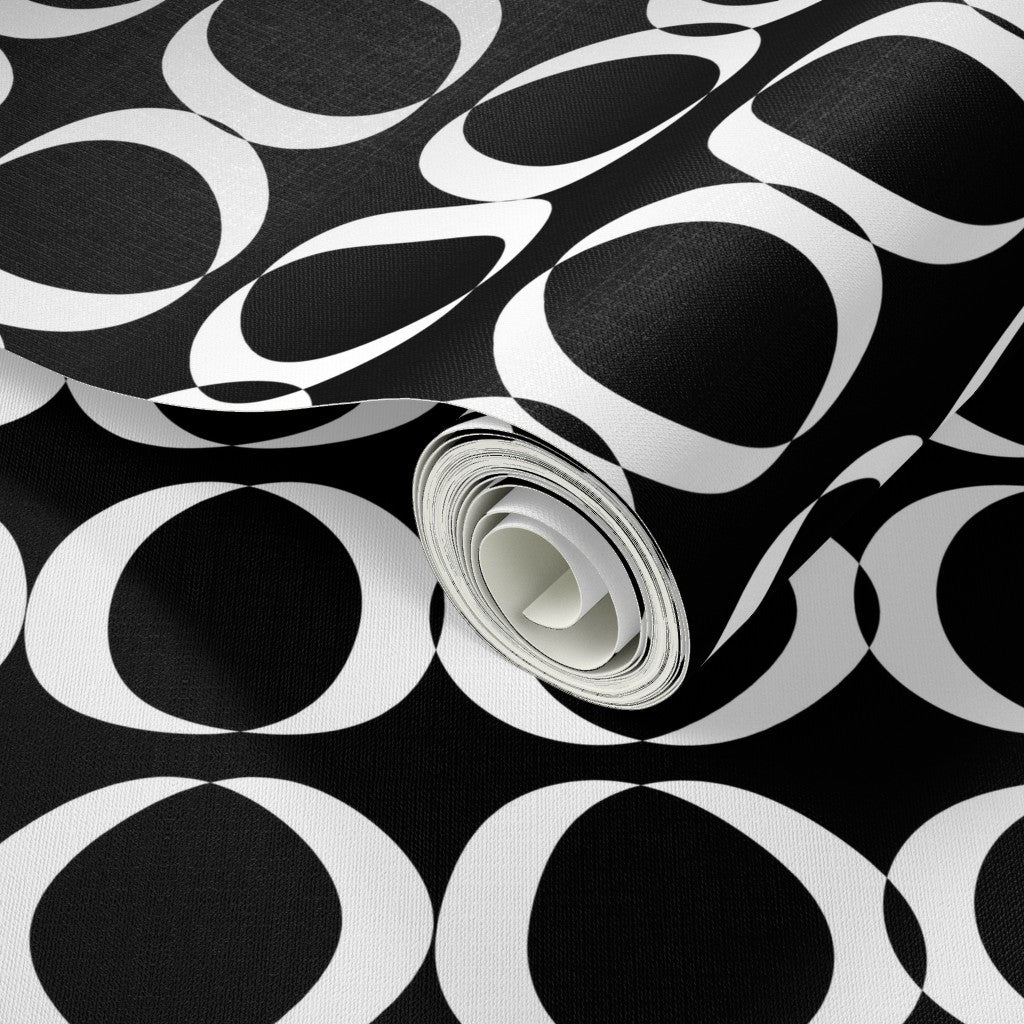Abstract Circle Wallpaper for Modern Bold Living Room Design - Wallpaper | Victoria Bright Home - Colorful Modern Wallpaper For Your Home - - abstract,bedroom,black,black and white,blue,dining,dots,Gray,living,modern,office