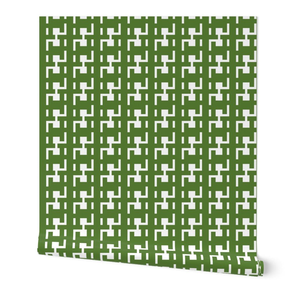 Modern Large Scale Houndstooth Wallpaper for a Mid Century Look - Wallpaper | Victoria Bright Home - Colorful Modern Wallpaper For Your Home - Peel and Stick Removeable Sample 11 x 24 inches green houndstooth - bedroom,black,black and white,blue,brown,dining,green,houndstooth,kids,kitchen,modern,nursery,office,orange,pink,red,retro,sixties