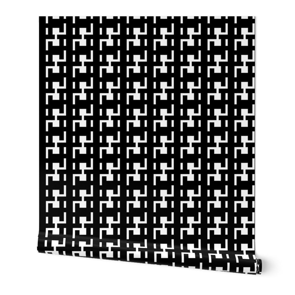 Modern Large Scale Houndstooth Wallpaper for a Mid Century Look - Wallpaper | Victoria Bright Home - Colorful Modern Wallpaper For Your Home - Peel and Stick Removeable Sample 11 x 24 inches black houndstooth - bedroom,black,black and white,blue,brown,dining,green,houndstooth,kids,kitchen,modern,nursery,office,orange,pink,red,retro,sixties