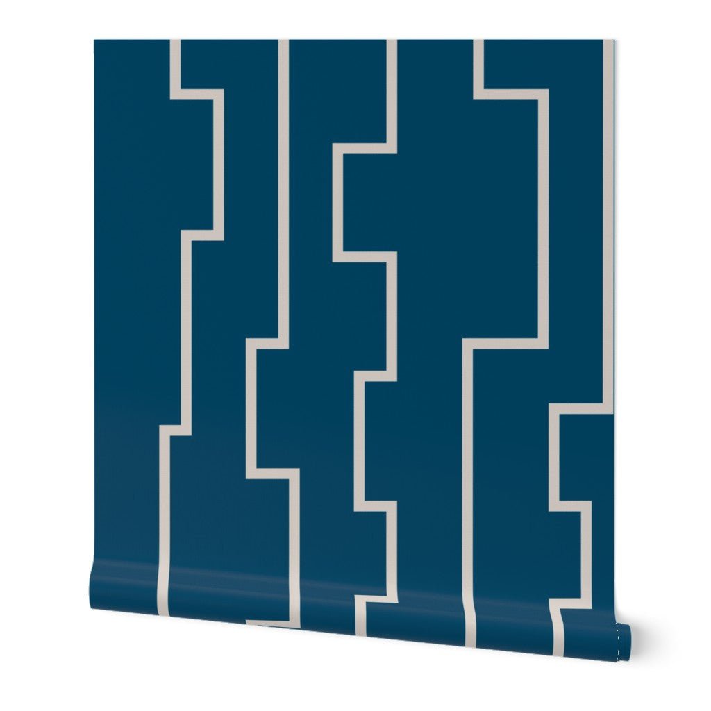 Farmhouse Modern Abstract Stripe Wallpaper in Fresh Colors - Wallpaper | Victoria Bright Home - Colorful Modern Wallpaper For Your Home - Peel and Stick Removeable Sample 11 x 24 inches blue dark modern key - abstract,bedroom,blue,dining,Gray,green,living,modern,office,stripes,turquoise