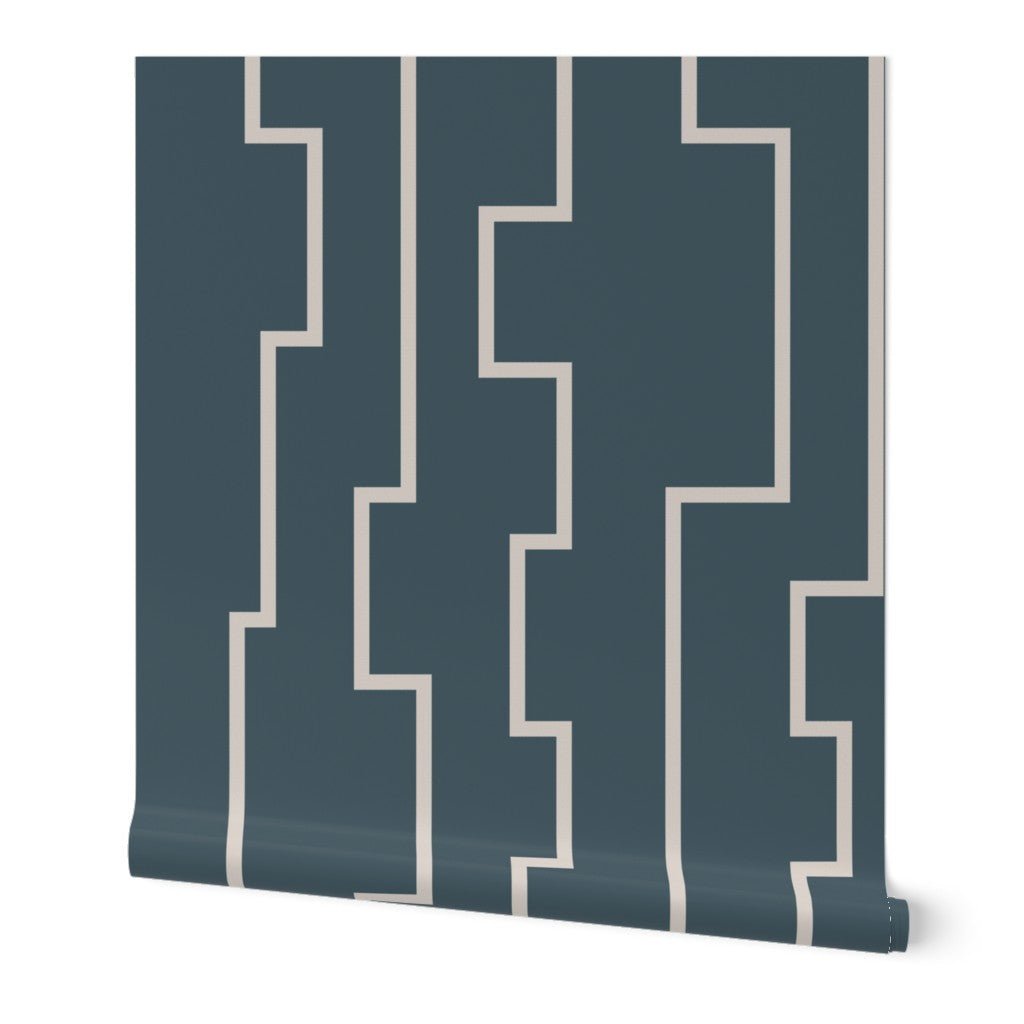 Farmhouse Modern Abstract Stripe Wallpaper in Fresh Colors - Wallpaper | Victoria Bright Home - Colorful Modern Wallpaper For Your Home - - abstract,bedroom,blue,dining,Gray,green,living,modern,office,stripes,turquoise