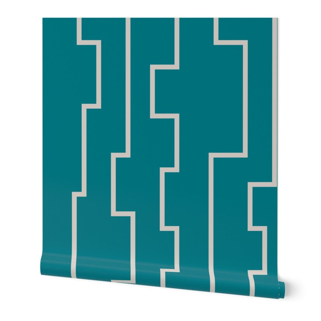 Farmhouse Modern Abstract Stripe Wallpaper in Fresh Colors - Wallpaper | Victoria Bright Home - Colorful Modern Wallpaper For Your Home - Peel and Stick Removeable Sample 11 x 24 inches turquoise teal modern key - abstract,bedroom,blue,dining,Gray,green,living,modern,office,stripes,turquoise