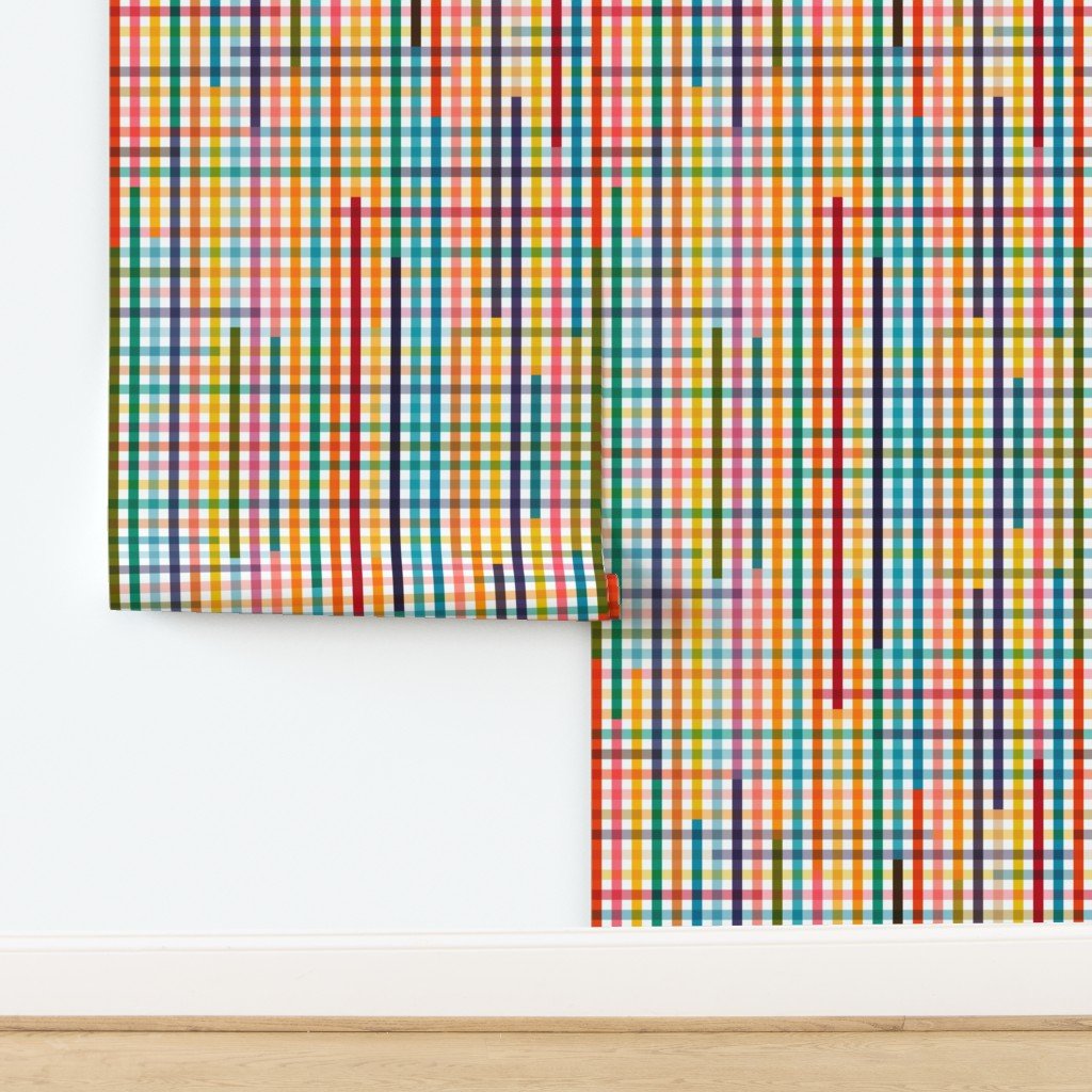 Confetti Party Plaid Wallpaper for a Nursery or Kid&