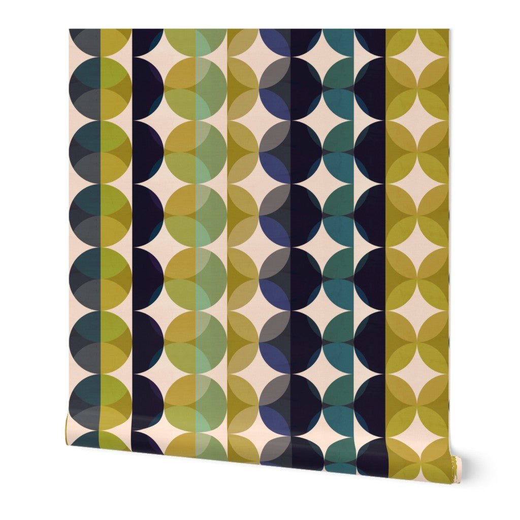 Mid Century Modern Earthy Gemstone Jade Wallpaper - Wallpaper | Victoria Bright Home - Colorful Modern Wallpaper For Your Home - Peel and Stick Removeable Sample 11 x 24 inches - bedroom,blue,dining,dots,gold,green,kitchen,living,mid century,multicolor,retro,vintage