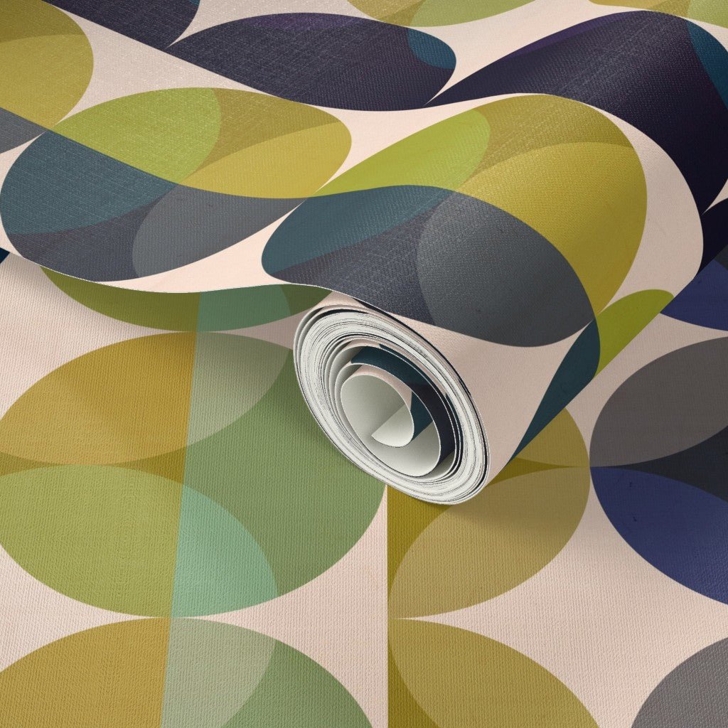 Mid Century Modern Earthy Gemstone Jade Wallpaper - Wallpaper | Victoria Bright Home - Colorful Modern Wallpaper For Your Home - - bedroom,blue,dining,dots,gold,green,kitchen,living,mid century,multicolor,retro,vintage