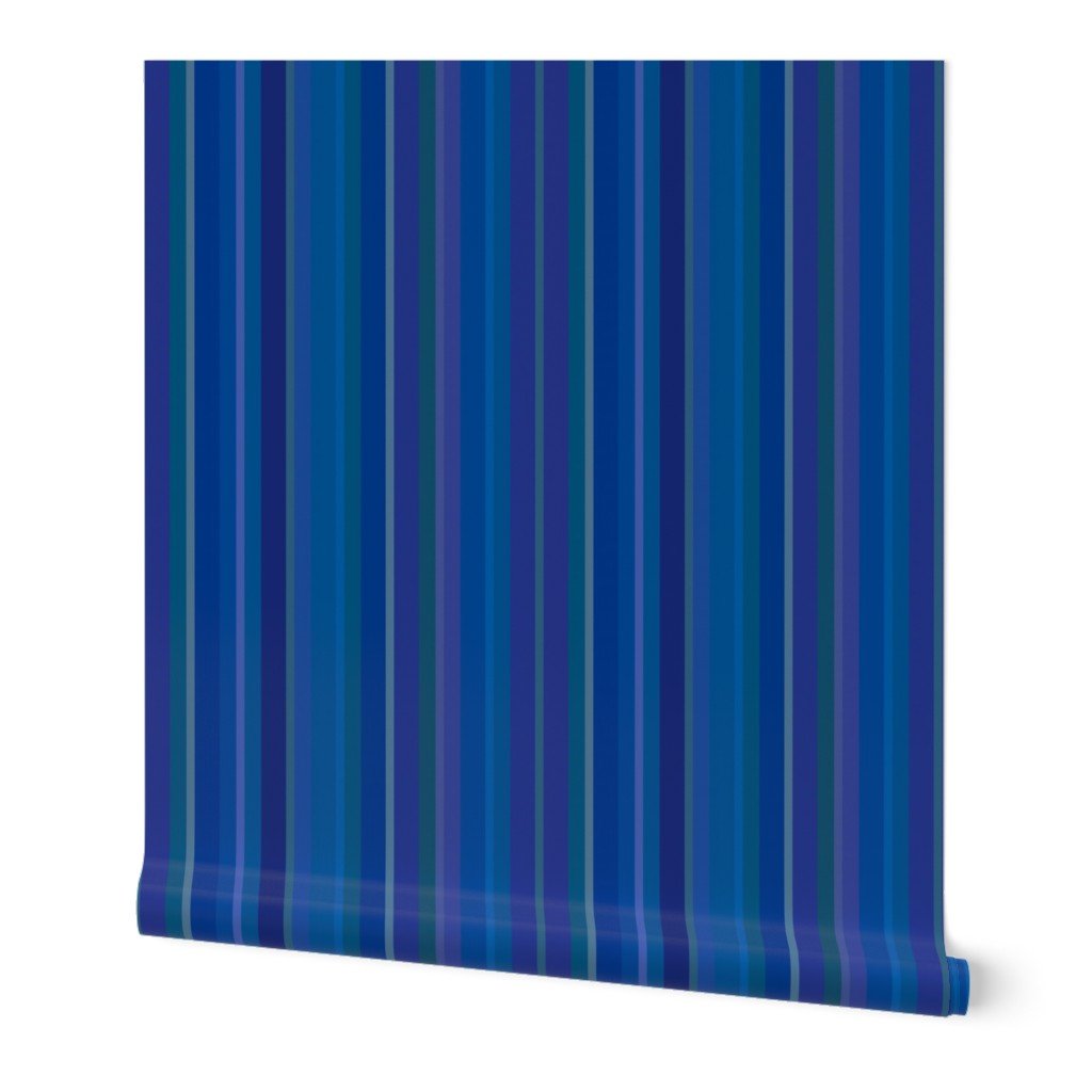 Cabana Blue Striped Wallpaper for a Vibrant Beach Theme - Wallpaper | Victoria Bright Home - Colorful Modern Wallpaper For Your Home - Peel and Stick Removeable Sample 11 x 24 inches - bedroom,blue,dining,kids,office,stripes,traditional